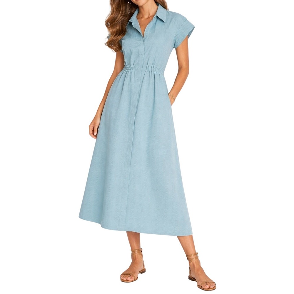 Tuckernuck Light Blue Collared Midi Dress